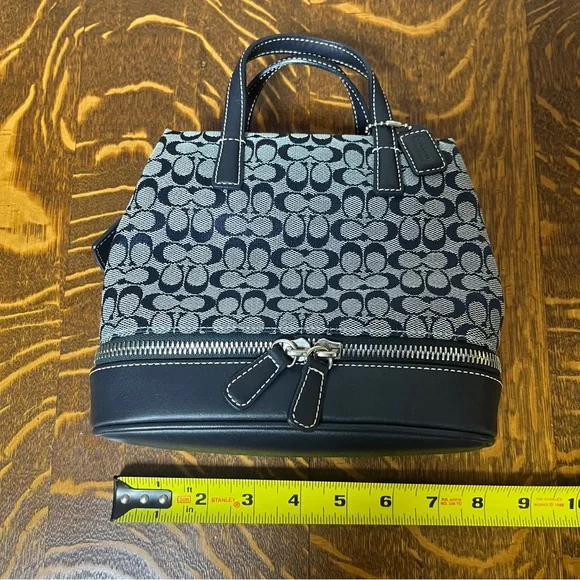 Coach Rare Y2K Early 2000’s Navy and Gray Signature Mini Top Handle Satchel